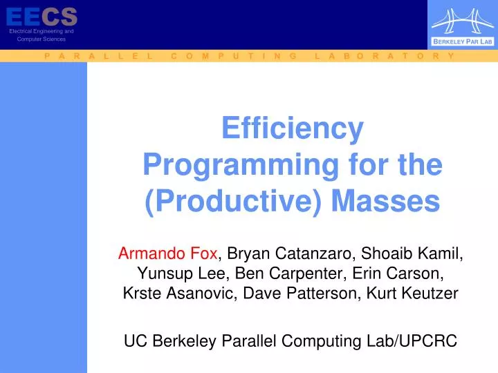efficiency programming for the productive masses