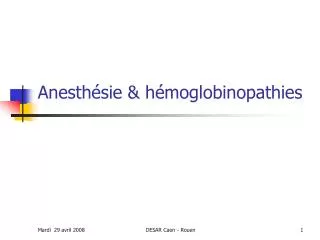 anesth sie h moglobinopathies