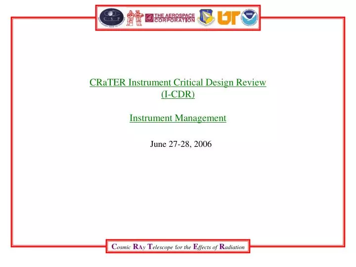 crater instrument critical design review i cdr instrument management