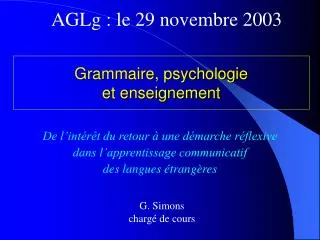 Grammaire, psychologie et enseignement