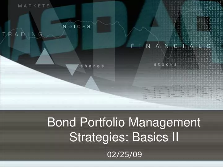 bond portfolio management strategies basics ii