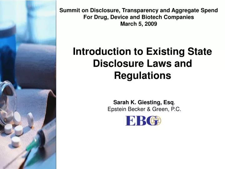 introduction to existing state disclosure laws and regulations