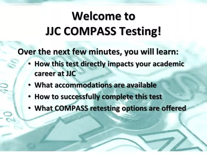 welcome to jjc compass testing