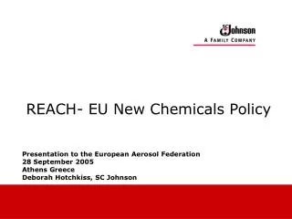 REACH- EU New Chemicals Policy