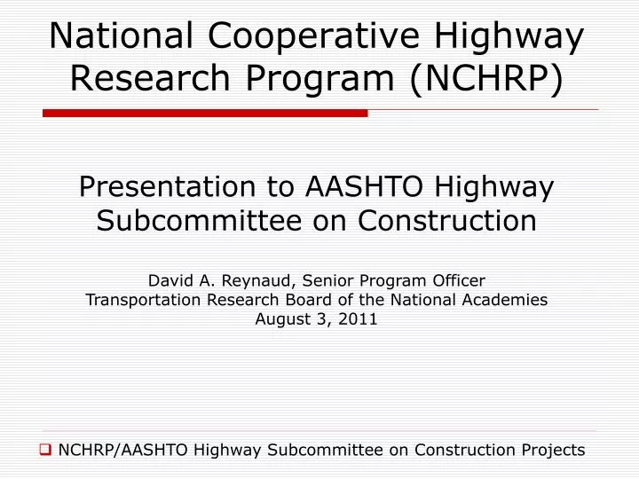 national cooperative highway research program nchrp