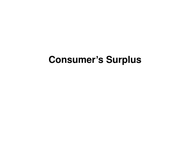 consumer s surplus