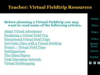 Teacher: Virtual Fieldtrip Resources