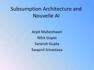 Subsumption Architecture and Nouvelle AI