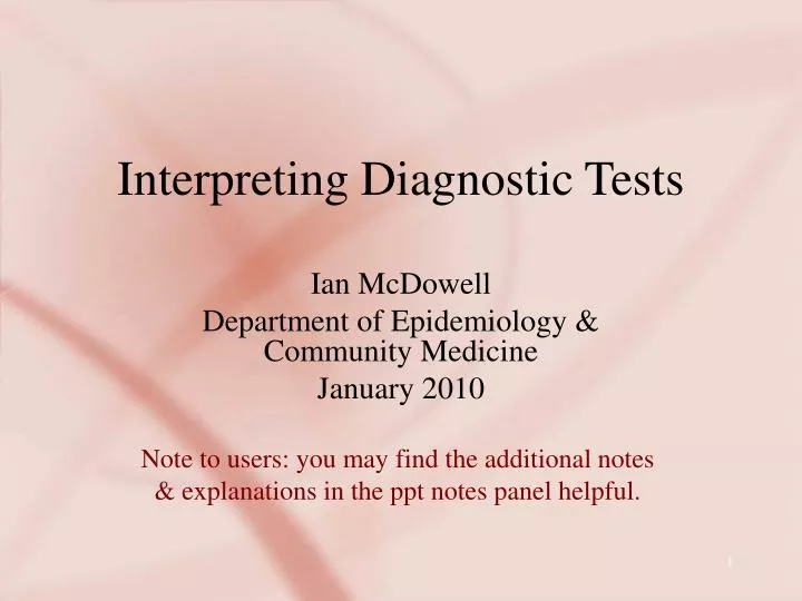 interpreting diagnostic tests