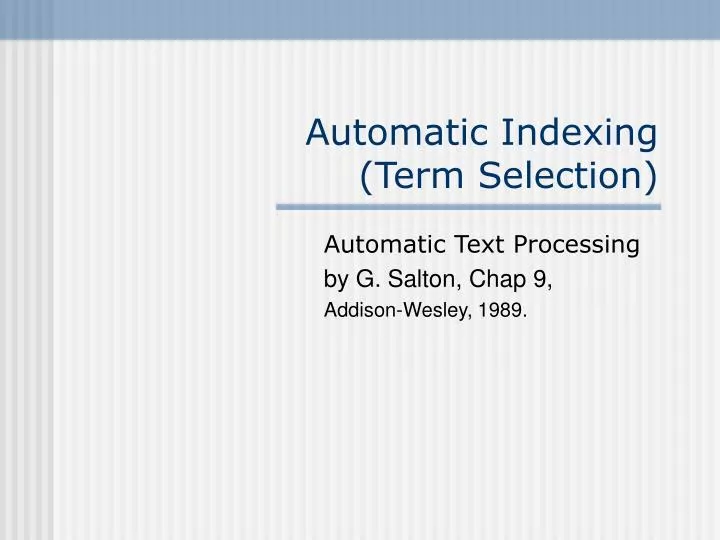 automatic indexing term selection