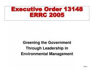 Executive Order 13148 ERRC 2005