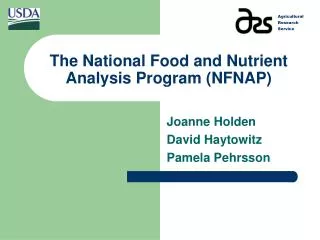 The National Food and Nutrient Analysis Program (NFNAP)