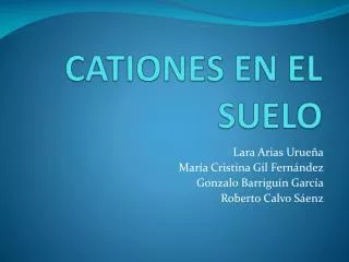 CATIONES EN EL SUELO