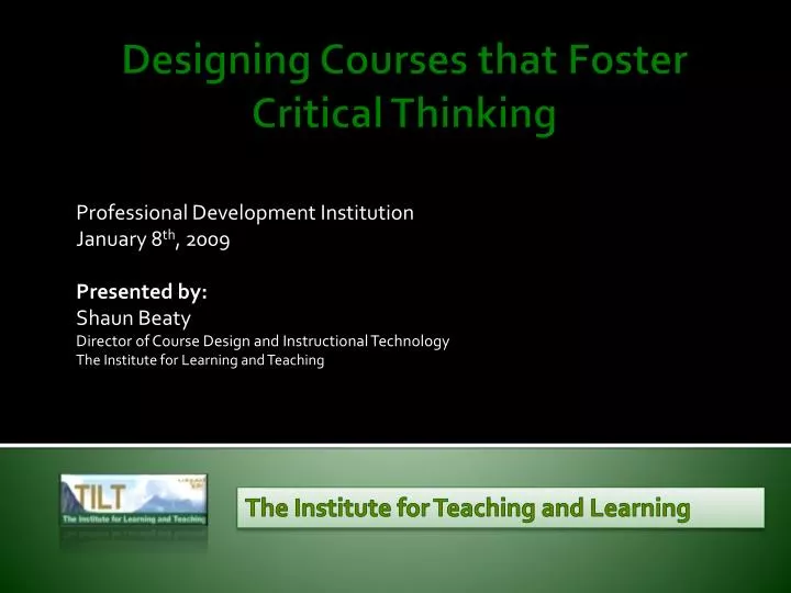 designing courses that foster critical thinking