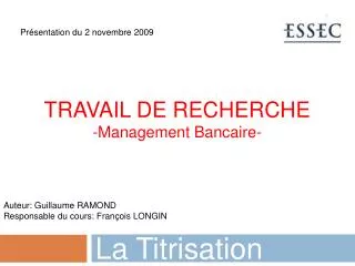 TRAVAIL DE RECHERCHE -Management Bancaire-