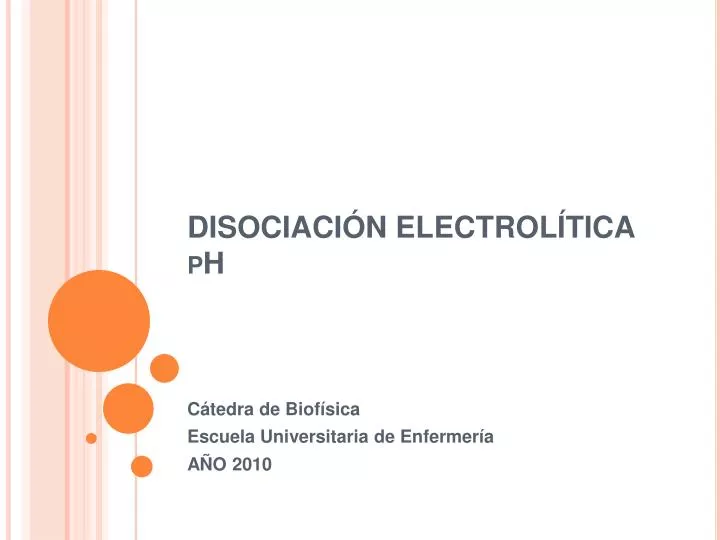 disociaci n electrol tica ph
