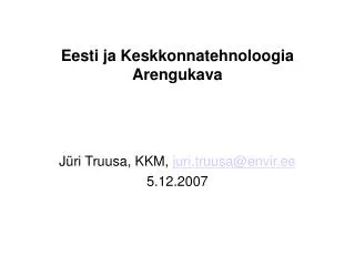 Eesti ja Keskkonnatehnoloogia Arengukava