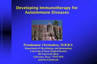 Developing Immunotherapy for Autoimmune Diseases