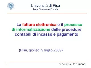 Università di Pisa Area Finanza e Fiscale