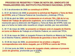 PROCESO DE REGISTRO Y TOMA DE NOTA DEL SINDICATO DE TRABAJADORES DEL INSTITUTO POLITÉCNICO NACIONAL (STIPN)