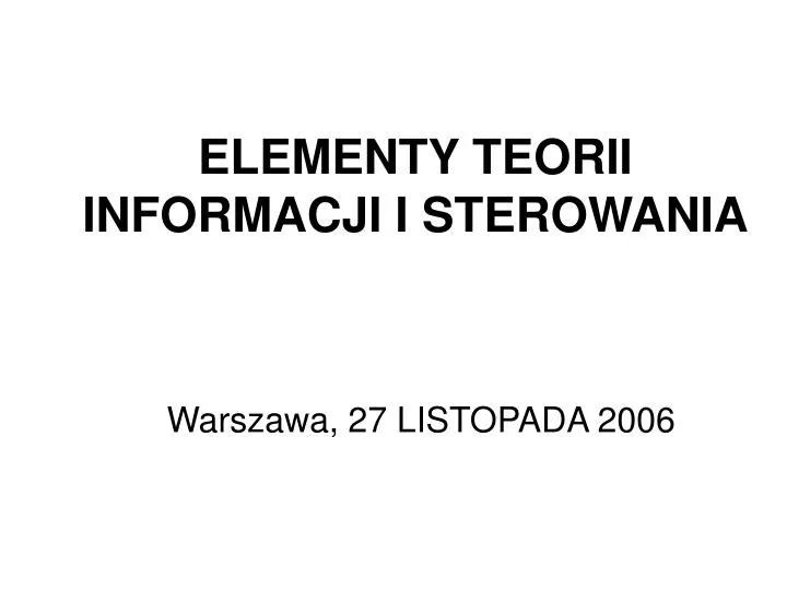 elementy teorii informacji i sterowania