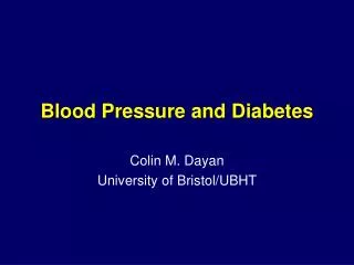 Blood Pressure and Diabetes