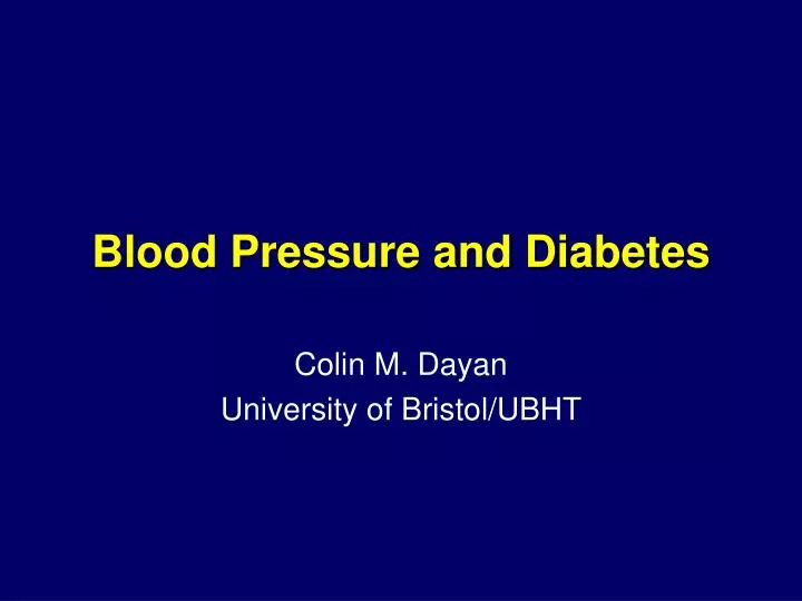 blood pressure and diabetes