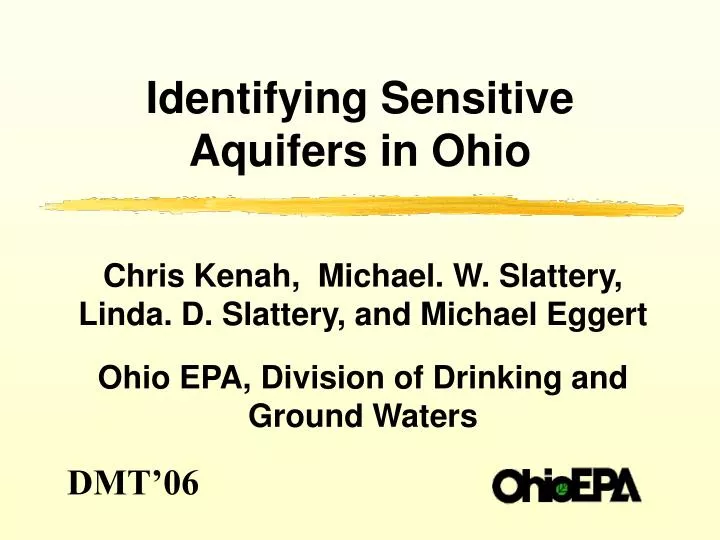 identifying sensitive aquifers in ohio