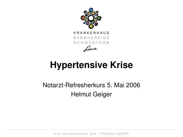hypertensive krise notarzt refresherkurs 5 mai 2006 helmut geiger