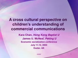 A cross cultural perspective on children’s understanding of commercial communications