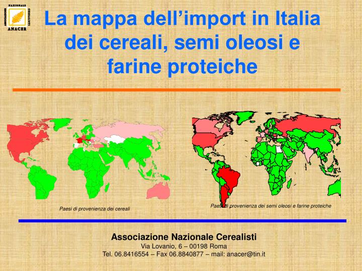 la mappa dell import in italia dei cereali semi oleosi e farine proteiche