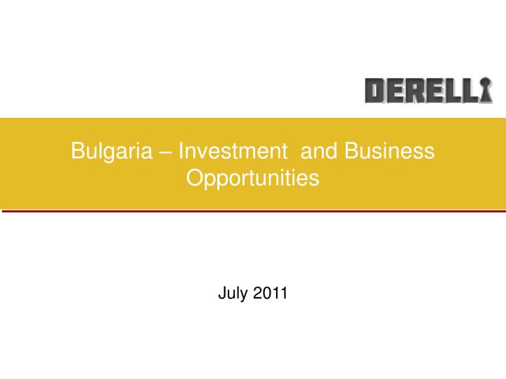 bulgaria investment and business opportunities