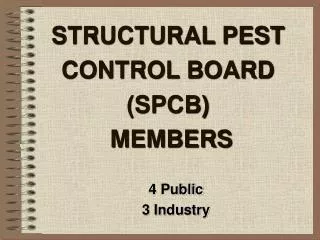 STRUCTURAL PEST CONTROL BOARD (SPCB) MEMBERS