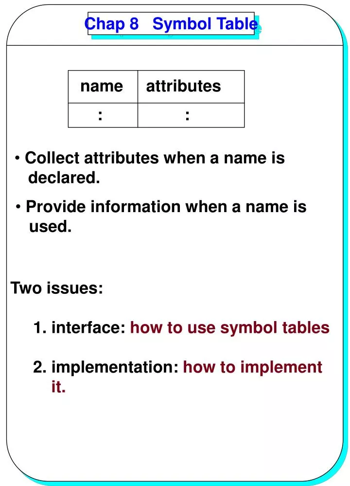 chap 8 symbol table