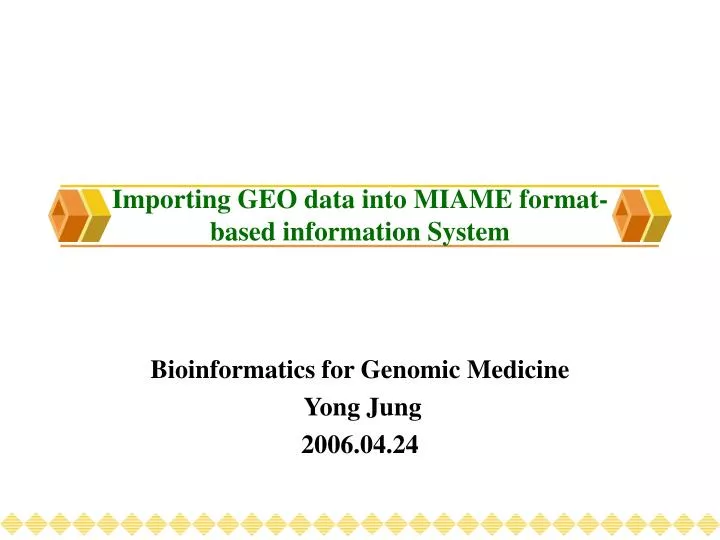 importing geo data into miame format based information system