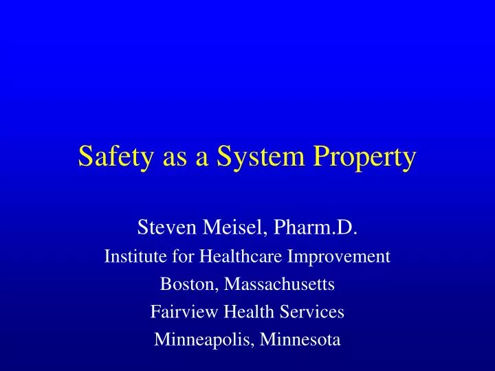 safety as a system property