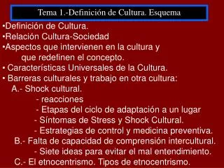 Tema 1.-Definición de Cultura. Esquema