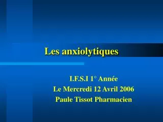 les anxiolytiques