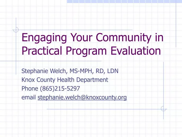 engaging your community in practical program evaluation