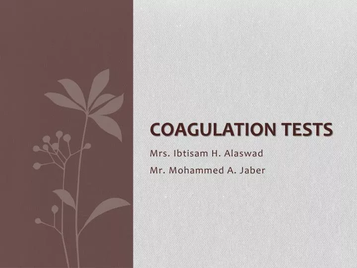 coagulation tests