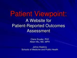 Patient Viewpoint: A Website for Patient-Reported Outcomes Assessment