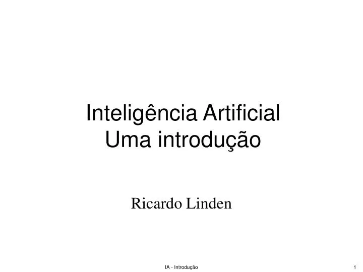 intelig ncia artificial uma introdu o