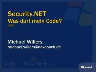 Security.NET Was darf mein Code? DEV-3