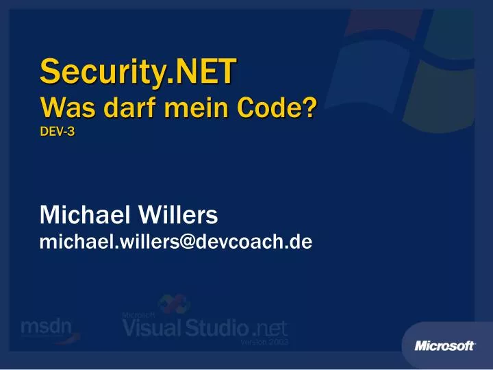 security net was darf mein code dev 3