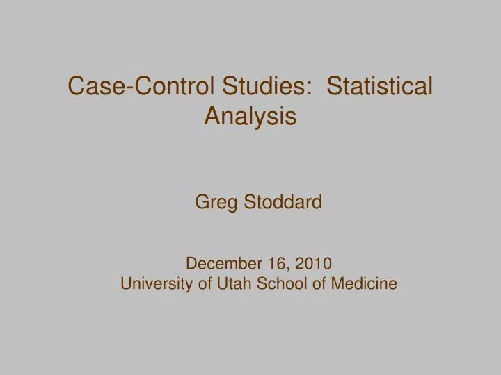 case control studies statistical analysis