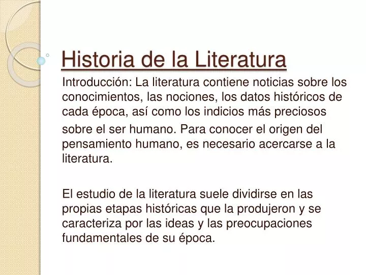 historia de la literatura