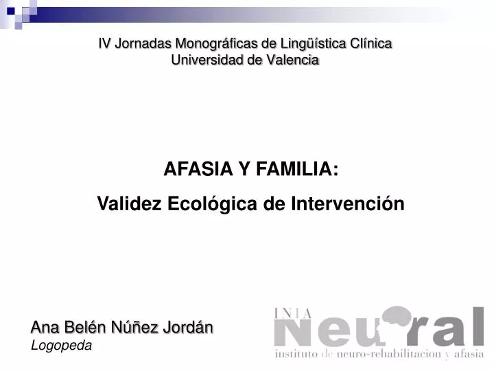 iv jornadas monogr ficas de ling stica cl nica universidad de valencia