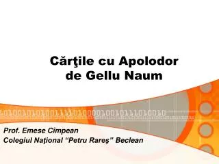 Cărţile cu Apolodor de Gellu Naum