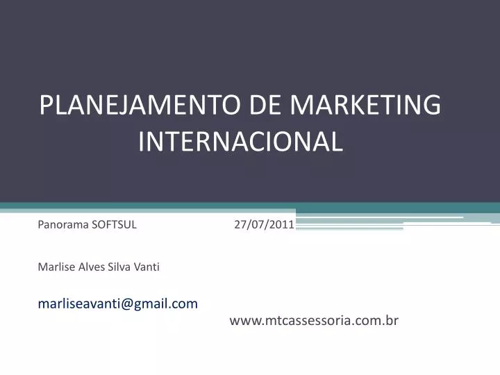 planejamento de marketing internacional