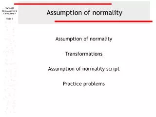 Assumption of normality